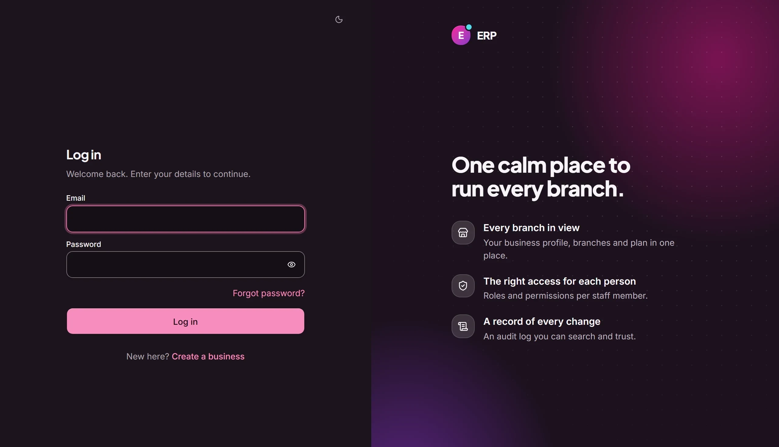 Commerce ERP: Merchant sign-in